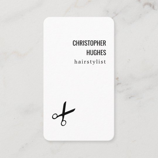 Minimalist Cool Black White Scissor Hair Stylist Business Card