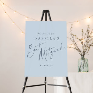 Minimalist Cool Blue Custom Bat Mitzvah Welcome Foam Board