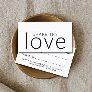 Minimalist Cool Bold Black White Salon Referral Card