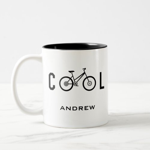 Minimalist Cool Cycling Bicycle Biking Gift Two_Tone Coffee Mug