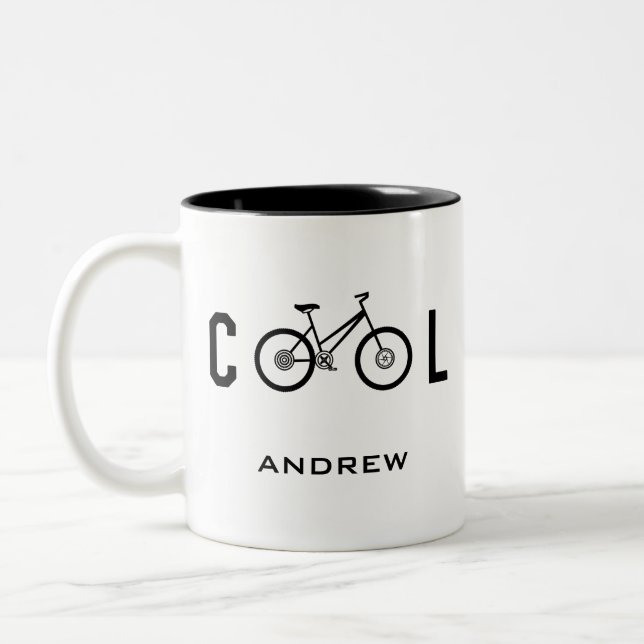 Minimalist Cool Cycling Bicycle Biking Gift Two-Tone Coffee Mug (Left)