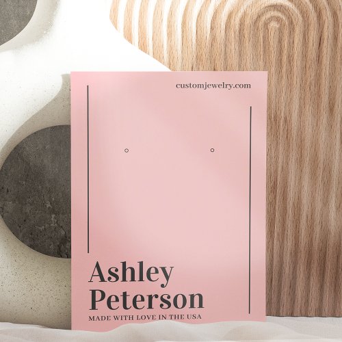 Minimalist cool pink gray font earring display business card