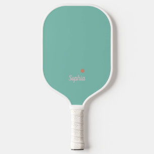 Minimalist Cool Teal and White Modern Monogram Pickleball Paddle