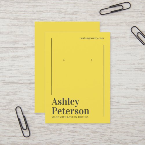 Minimalist cool yellow gray font earring display business card