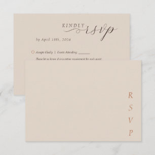 Minimalist Copper Desert Cocoa Script Wedding RSVP Card