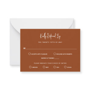 Minimalist Copper Modern Mini Wedding RSVP Note Card