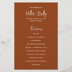 Minimalist Copper Modern Wedding Program