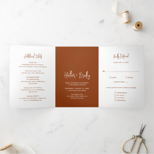 Minimalist Copper Modern Wedding Tri-Fold Invitation