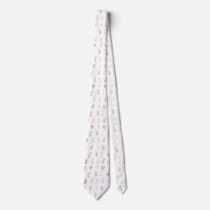 Minimalist Copper Rose Botanical Wedding Neck Tie