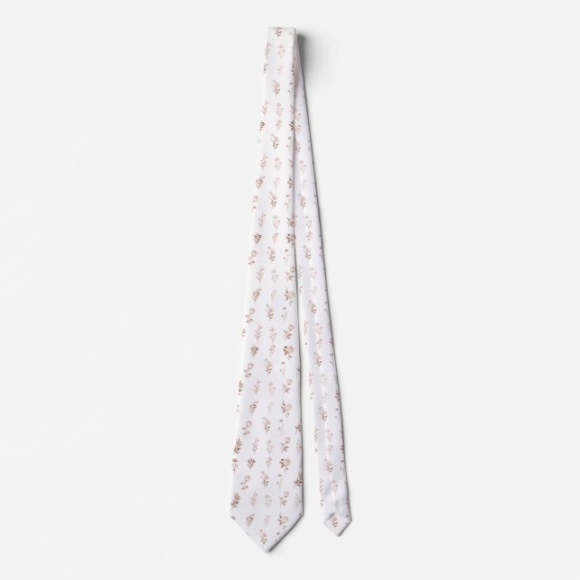Minimalist Copper Rose Botanical Wedding Neck Tie (Front)