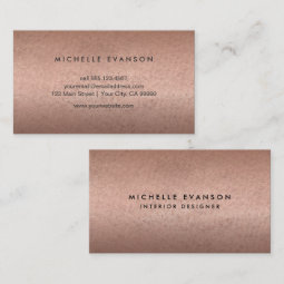 Minimalist Copper Rose Gold Look Professional Business Card | Zazzle