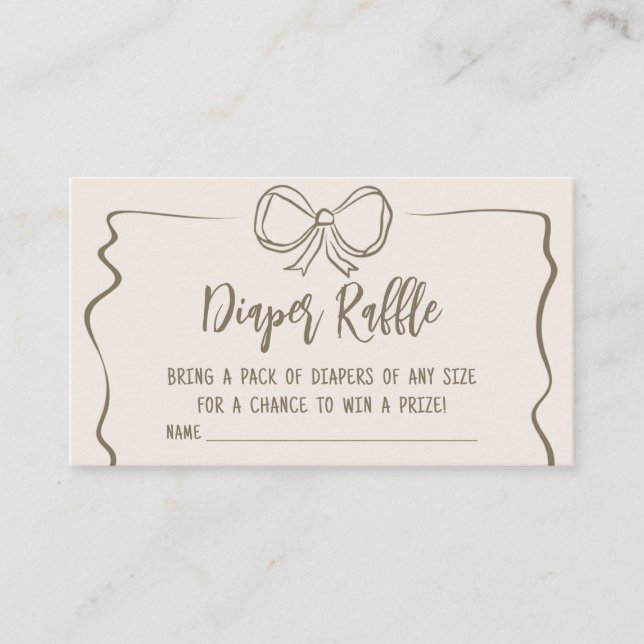 Minimalist Coquette Baby Shower Diaper Raffle Enclosure Card (Front)