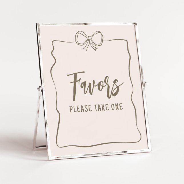 Minimalist Coquette Baby Shower Favors Poster (Minimalist Coquette Baby Shower Favors Sign)