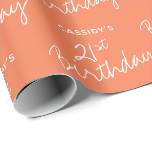Minimalist Coral 21st Birthday Wrapping Paper