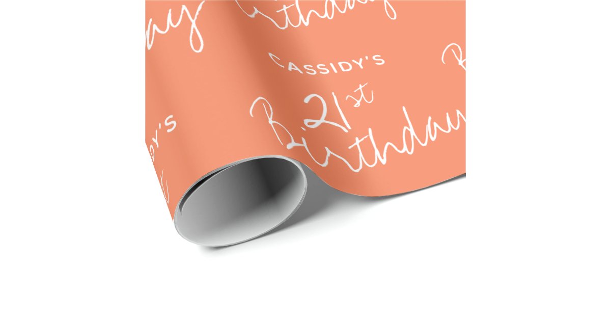 Minimalist Coral 21st Birthday Wrapping Paper | Zazzle