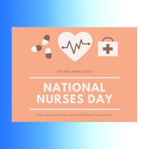 Minimalist Coral National Nurses Day Thank You Postcard