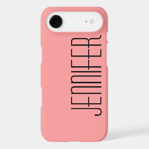 Minimalist Coral Pink and Black, Jumbo Name, iPhone 17 Air Case