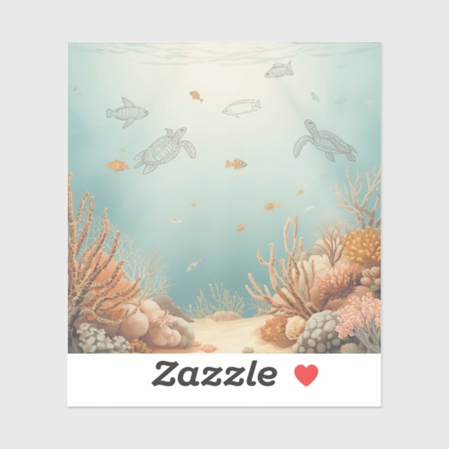 Minimalist Coral Reef Painting Images collection  Sticker (Sheet)