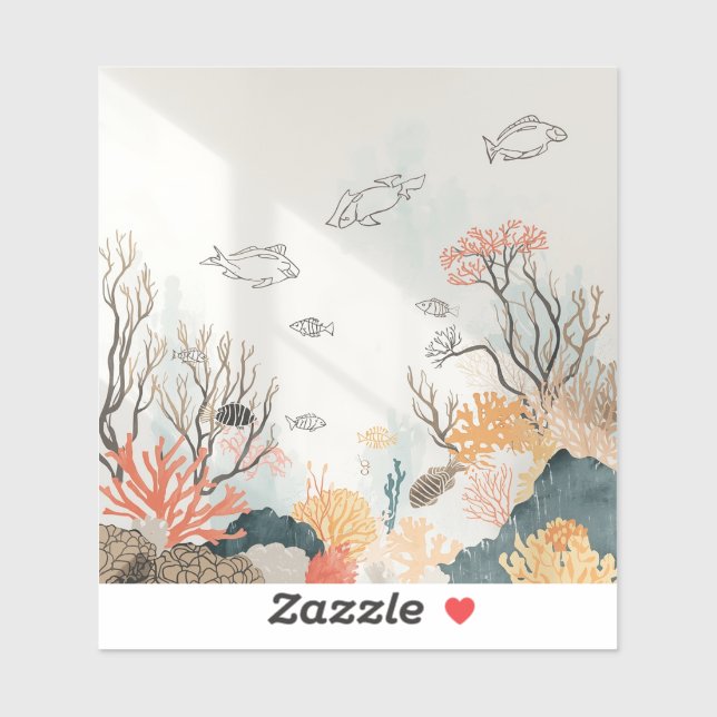 Minimalist Coral Reef Painting Images collection  Sticker (Sheet)