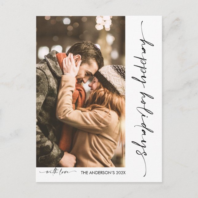 Minimalist Corner Photo Christmas Photo Holiday Postcard (Front)