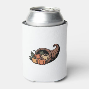 Minimalist Cornucopia Thanksgiving Design Classic Can Cooler