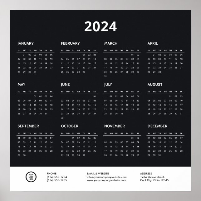 Minimalist Corporate Business Logo 2024 Calendar Poster (Front)