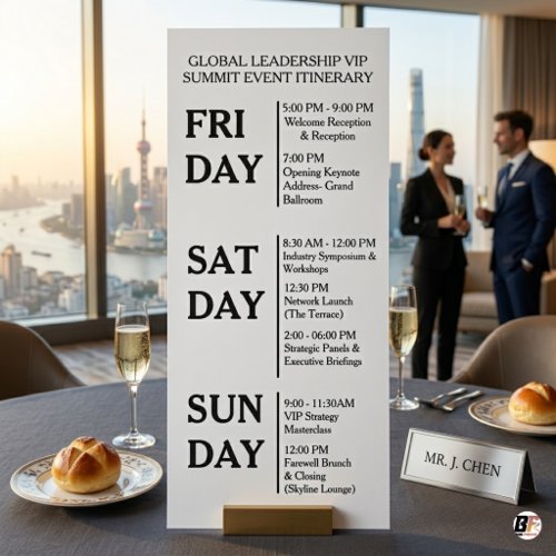 Minimalist Corporate VIP Summit Event Itinerary Rack Card | Z-Feed