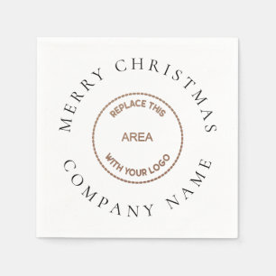 Minimalist Corporation Logo Name Merry Christmas Napkins