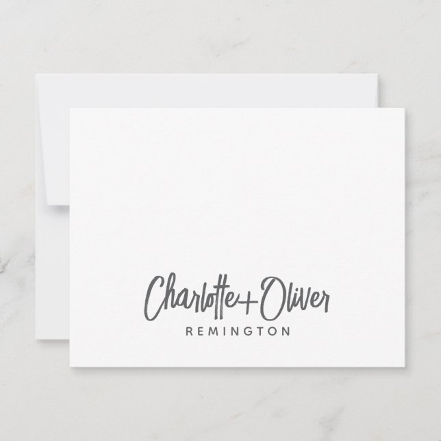 Minimalist Couple Handwritten Script Name Monogram Note Card (Front)