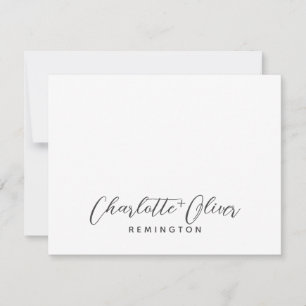 Minimalist Couple Handwritten Script Name Monogram Note Card