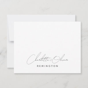 Minimalist Couple Handwritten Script Name Monogram Note Card