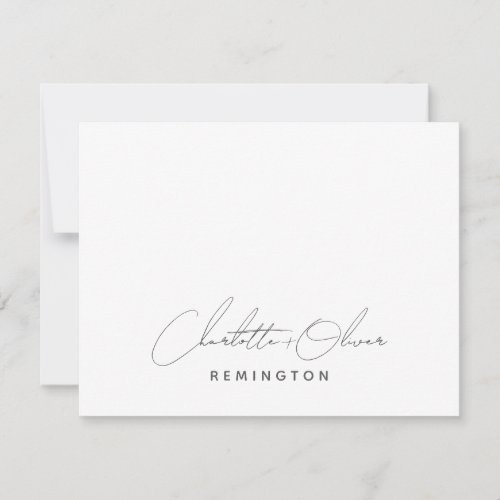 Minimalist Couple Handwritten Script Name Monogram Note Card