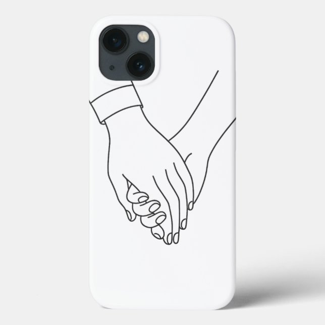 Minimalist Couple Holding Hands Phone Case – Line (Back)