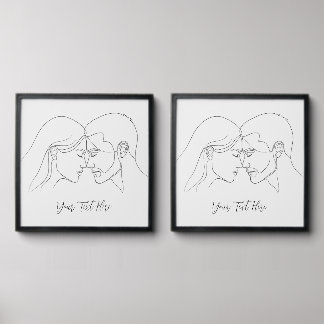 Minimalist Couple Line Art – Romantic One Line Peel And Stick Photo Tile