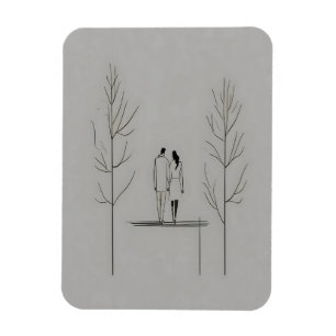 Minimalist Couple Modern Line Art Magnet