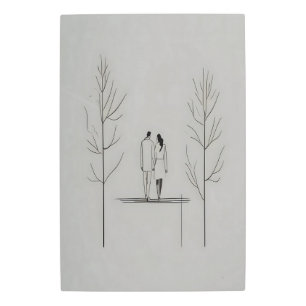 Minimalist Couple Modern Line Art Metal Print