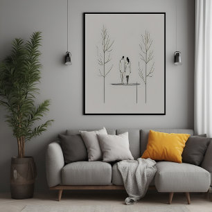 Minimalist Couple Modern Line Art Poster