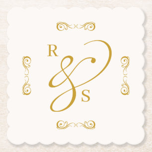 Minimalist Couple Monogram Paper Coaster