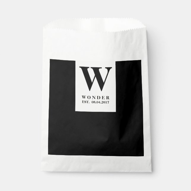 Minimalist Couple Monogram wedding Favor Bag (Front)