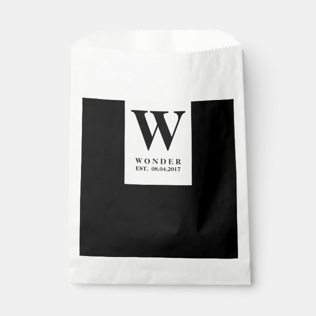 Minimalist Couple Monogram wedding Favor Bag