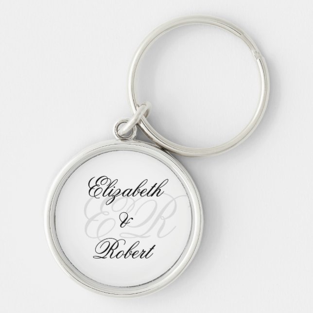 Minimalist Couple Name and Initials Keychain (Front)