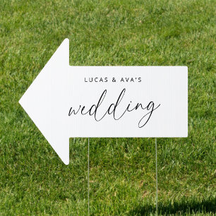Minimalist Couple Name Wedding This Way Arrow Sign