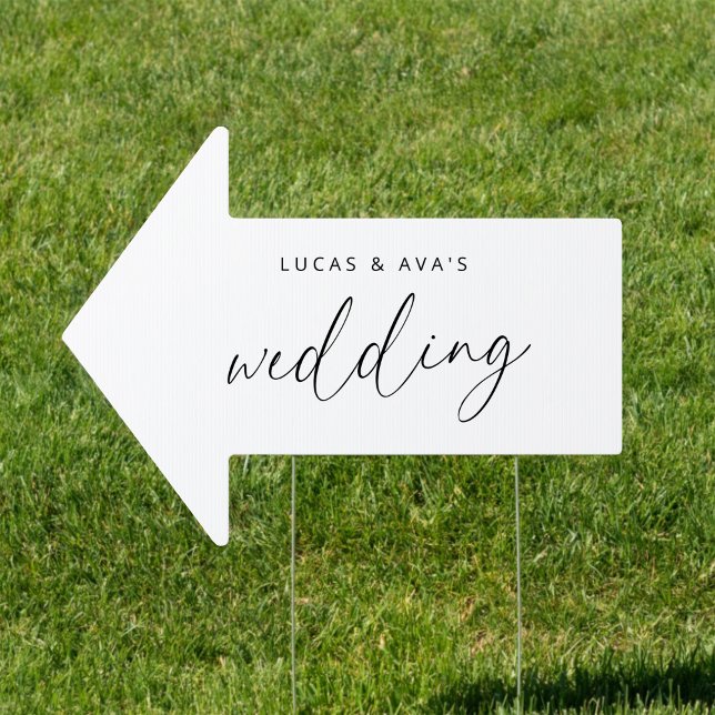 Minimalist Couple Name Wedding This Way Arrow Sign (Creator Uploaded)