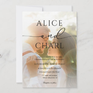 Minimalist couple photo  wedding invitation