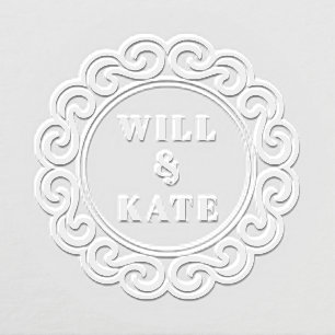 Minimalist Couple Return Address Circular Border Embosser