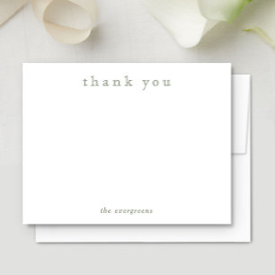 Minimalist Couples Family Olive Green Thank You  Note Card