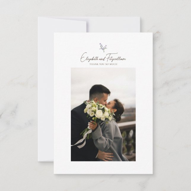 Minimalist Couples Hand in Hand Flowers Photo Thank You Card (Front)