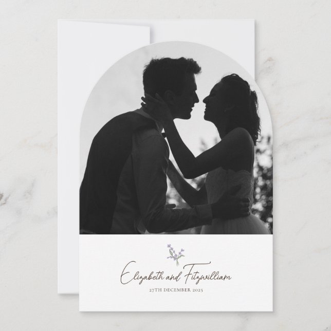 Minimalist Couples Hand in Hand Line Art Photo Invitation (Front)