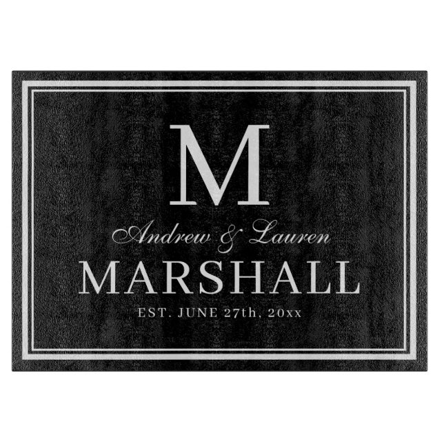 Minimalist Couples Names Typography Wedding Gift Cutting Board (Front)