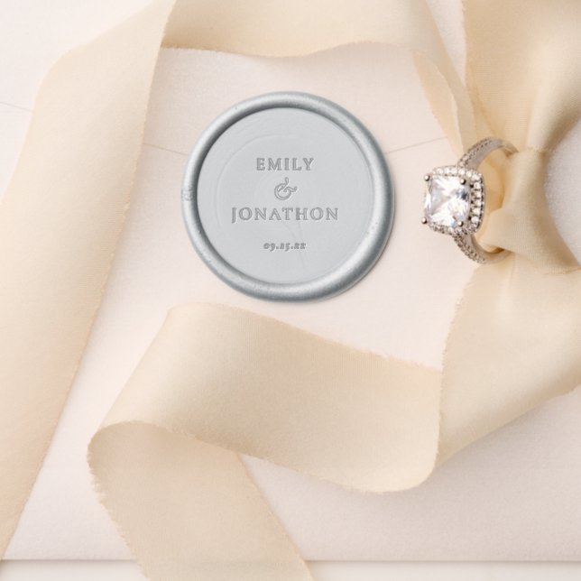 Minimalist Couples Names Wedding Date Wax Seal Stamp (Insitu (Wedding))
